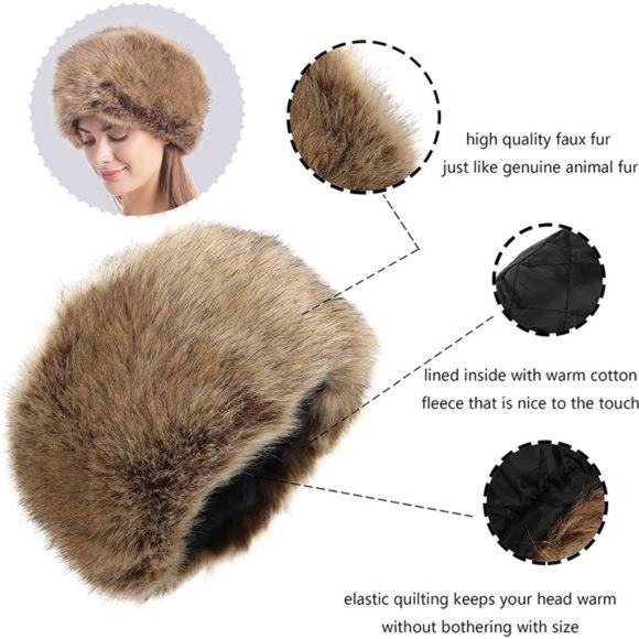 Women\'s Faux Fur Hat with Stretch Cossack Russian Style White Warm Cap main image 4